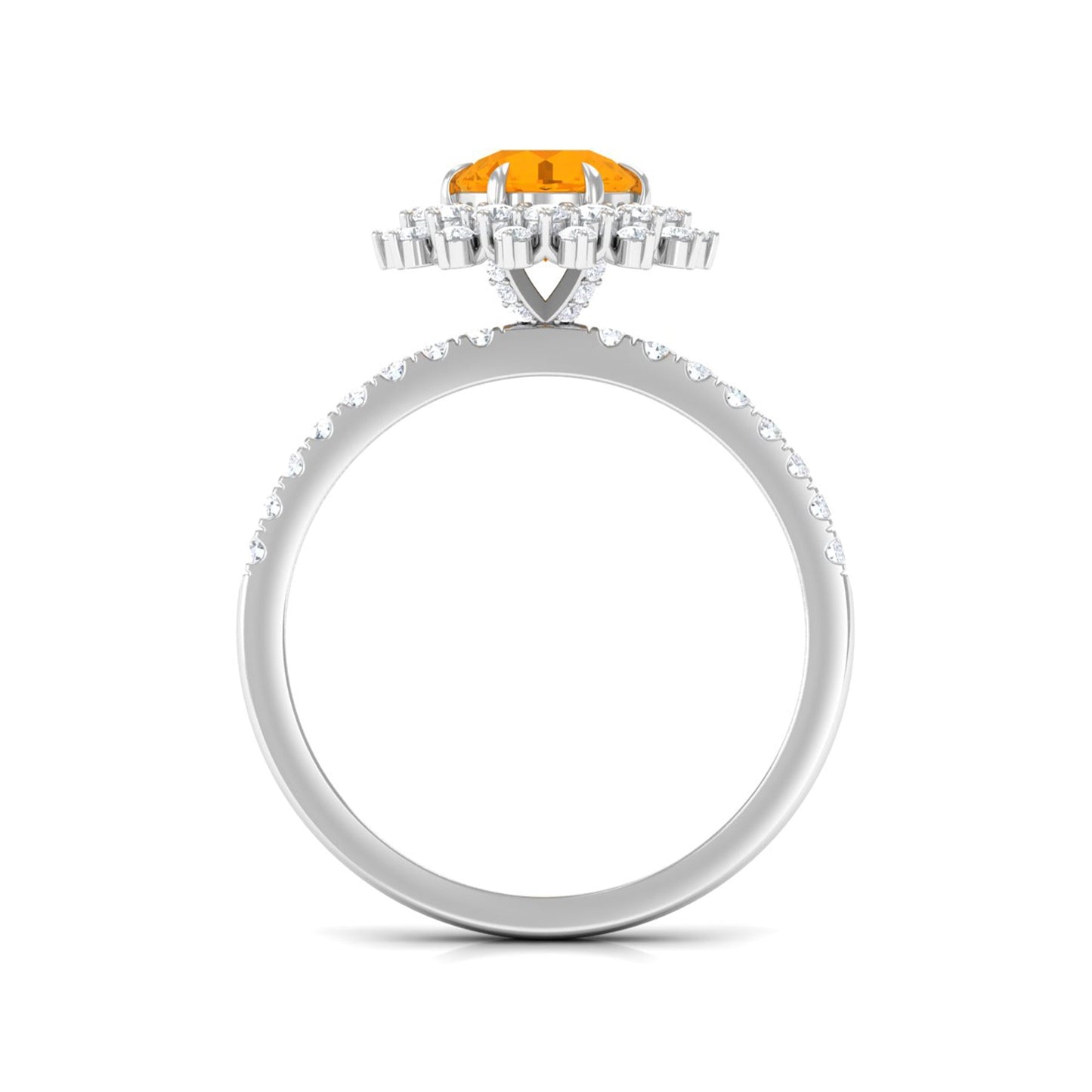 Round Fire Opal Statement Engagement Ring with Moissanite