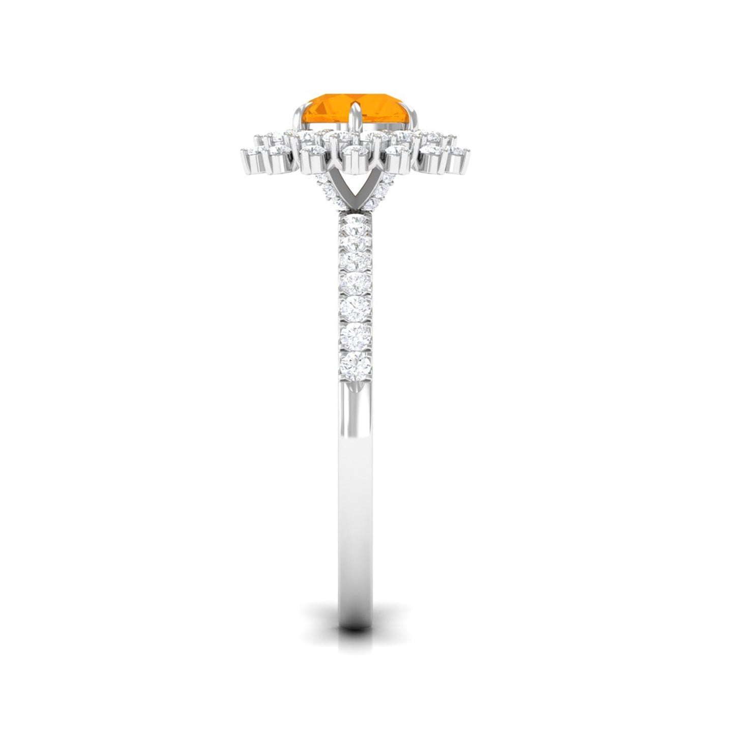Round Fire Opal Statement Engagement Ring with Moissanite