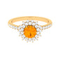 Round Fire Opal Statement Engagement Ring with Moissanite