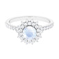 0.3 Carat Round Moonstone Statement Engagement Ring with Moissanite