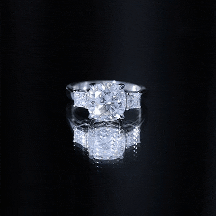 Cushion Moissanite Huge Engagement Ring