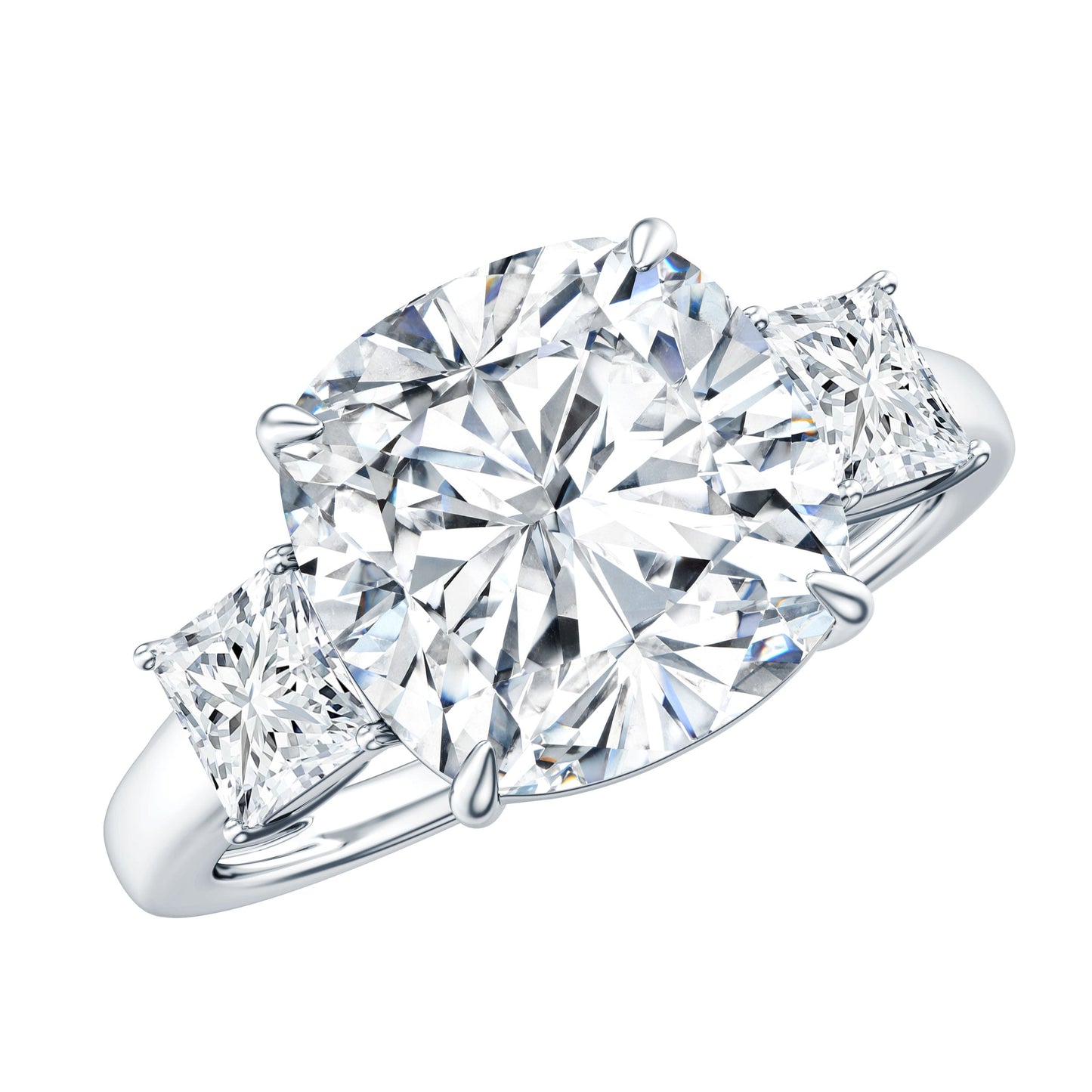 Cushion Moissanite Huge Engagement Ring