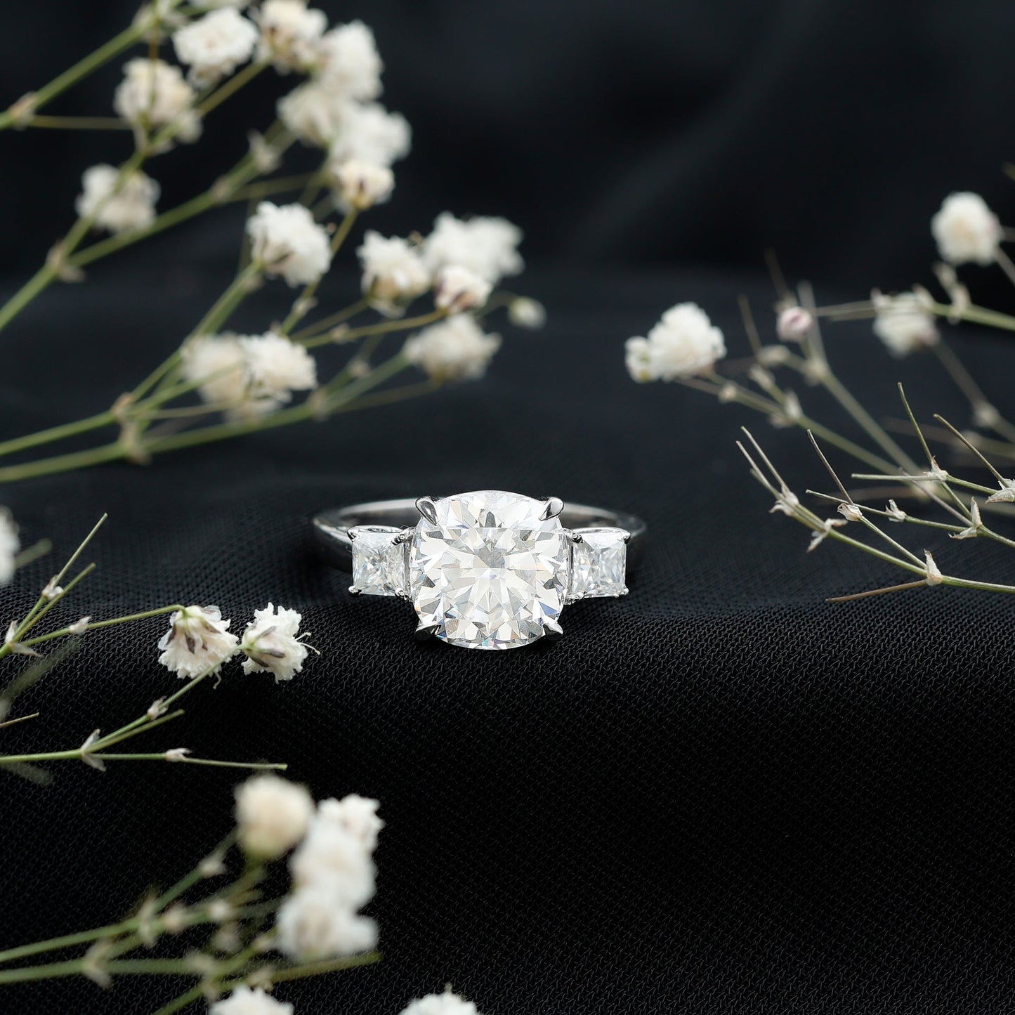 Cushion Moissanite Huge Engagement Ring