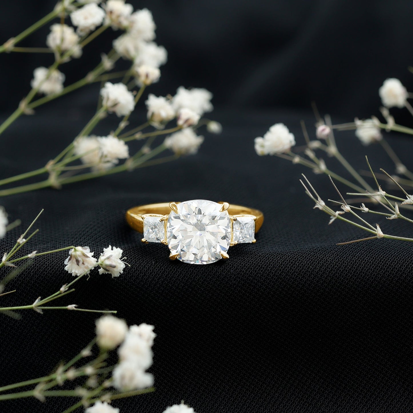 Cushion Moissanite Huge Engagement Ring