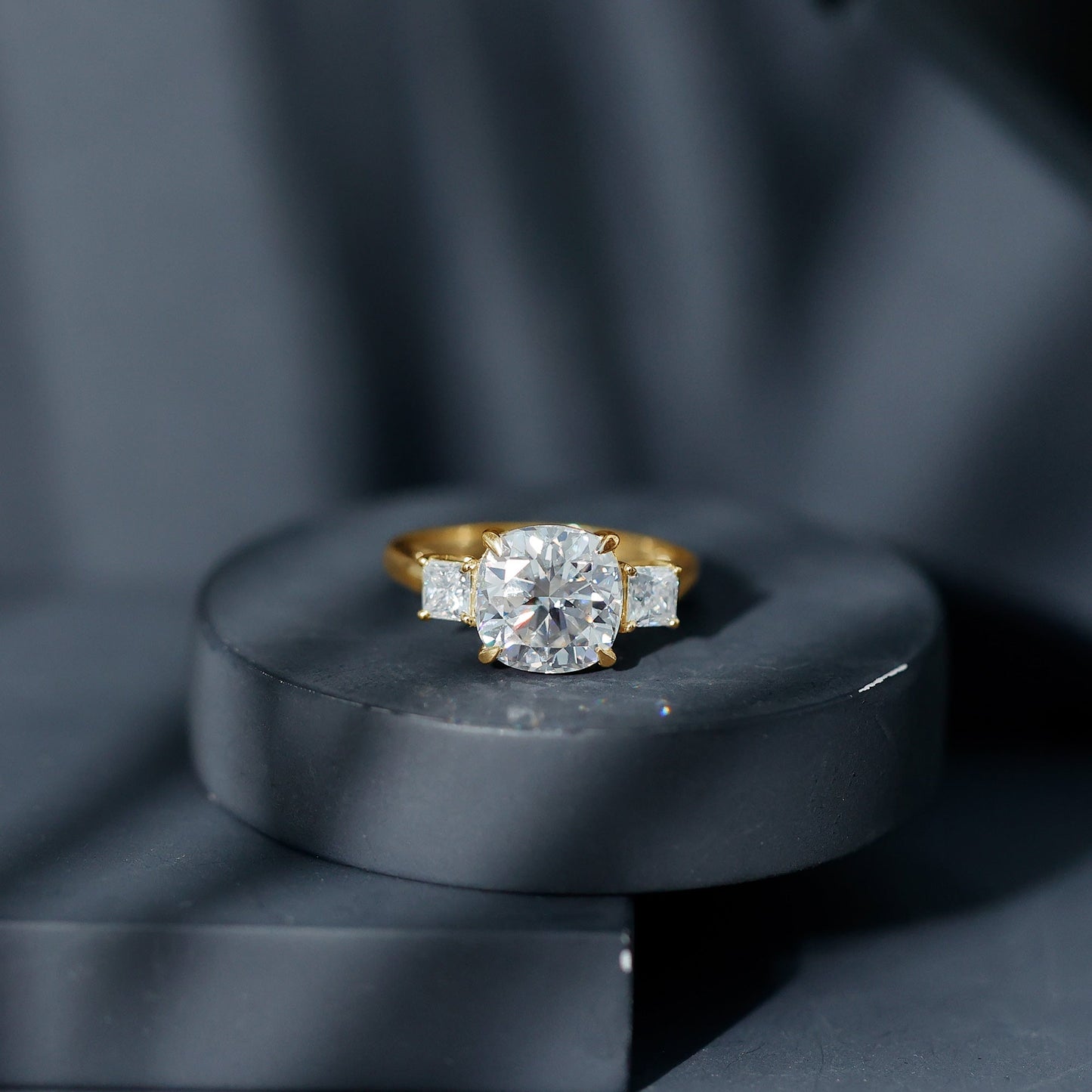 Cushion Moissanite Huge Engagement Ring