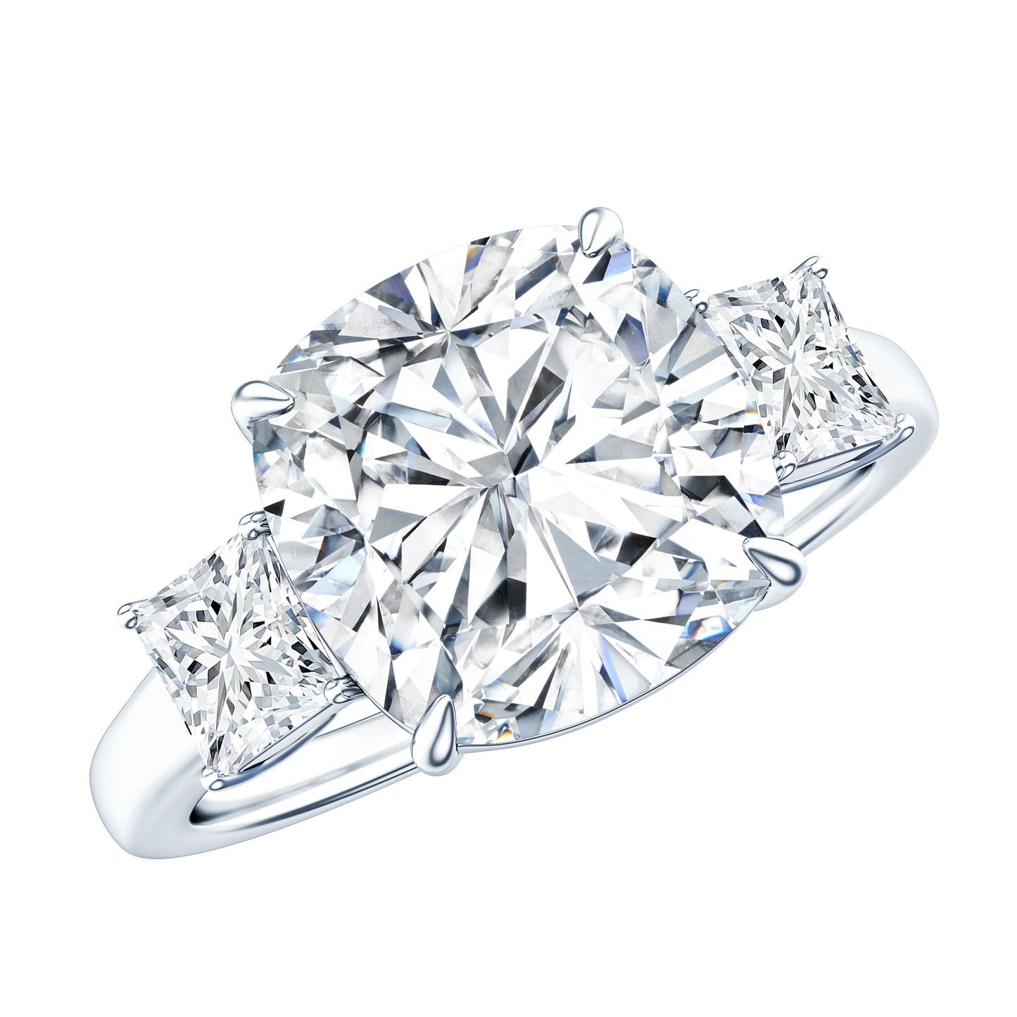 Certified 6 Carat Cubic Zirconia Three Stone Engagement Ring