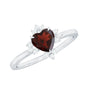 Certified Real Garnet Heart Engagement Ring with Diamond