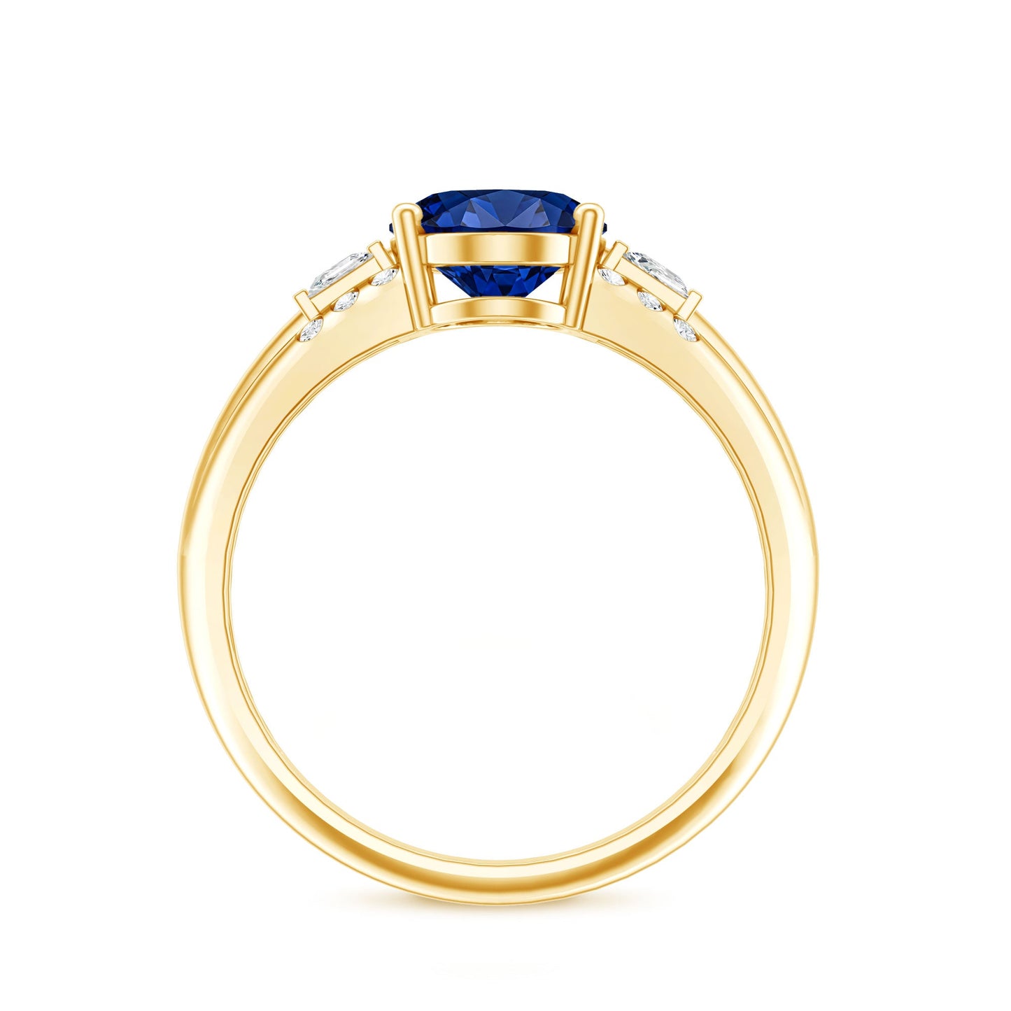 Certified Oval 4 Carat Lab Grown Blue Sapphire Statement Engagement Ring with Diamond
