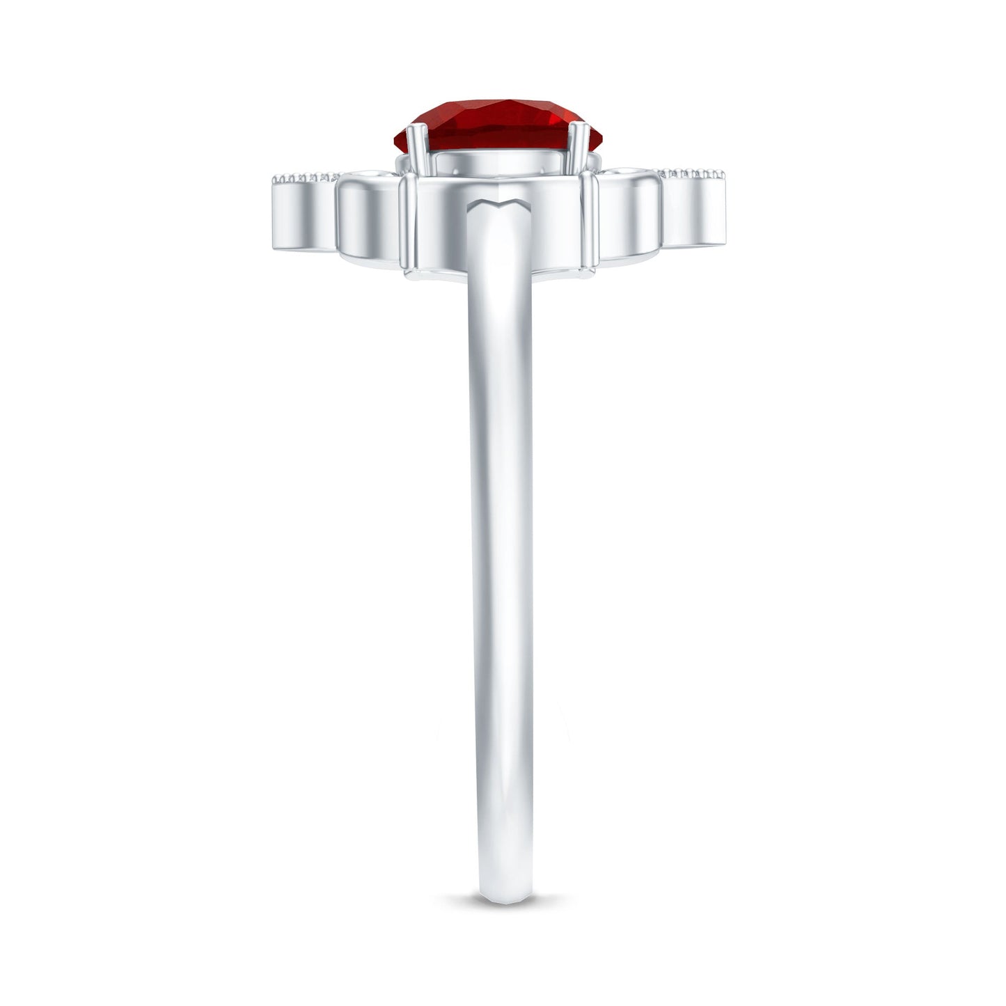Art Deco Style Lab Created Ruby Solitaire Engagement Ring