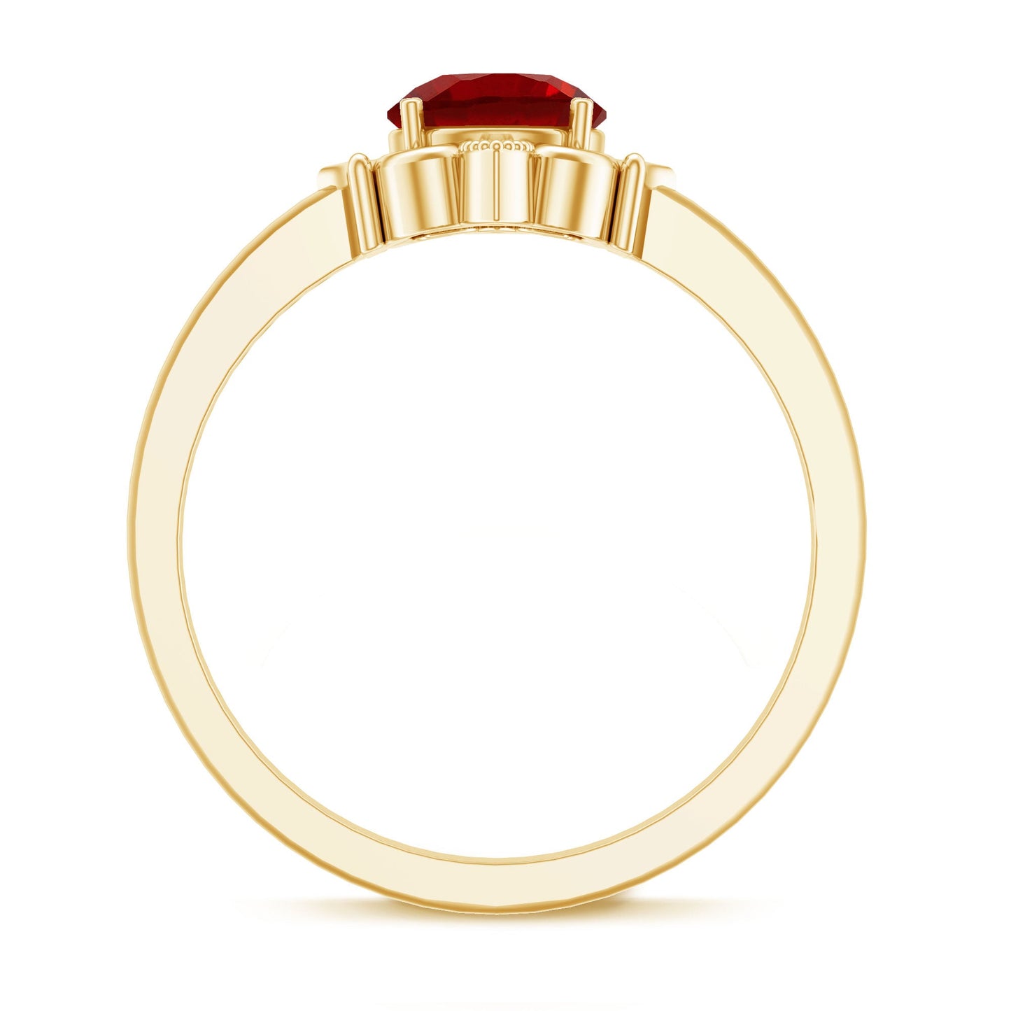 Art Deco Style Lab Created Ruby Solitaire Engagement Ring