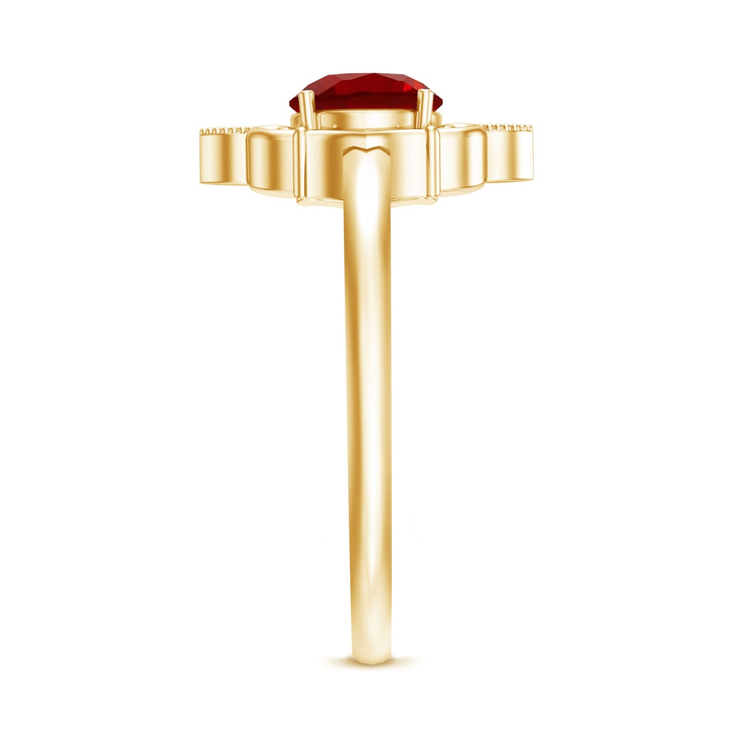 Art Deco Style Lab Created Ruby Solitaire Engagement Ring