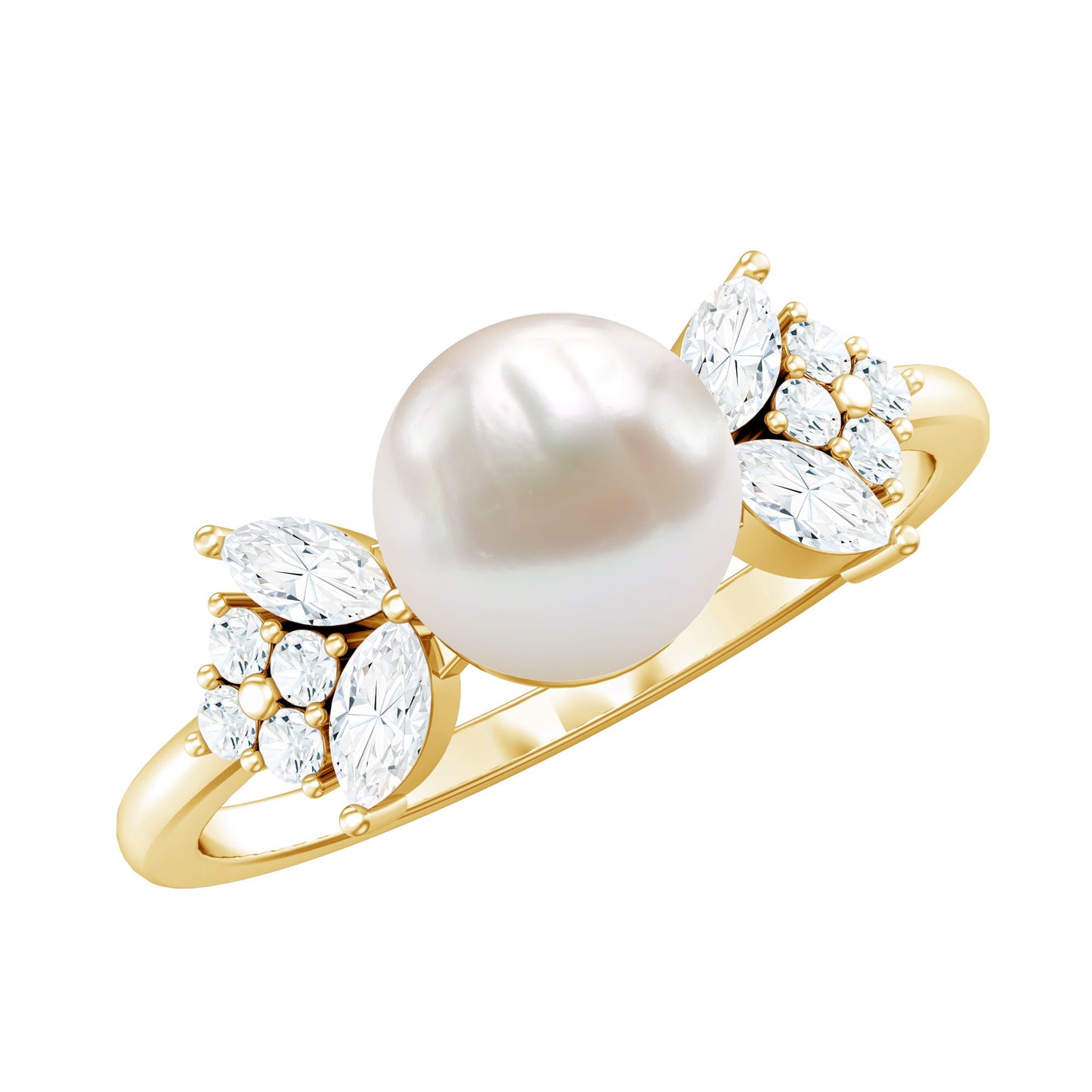 Nature Inspired 7.48 Carat Freshwater Pearl Engagement Ring with Diamond