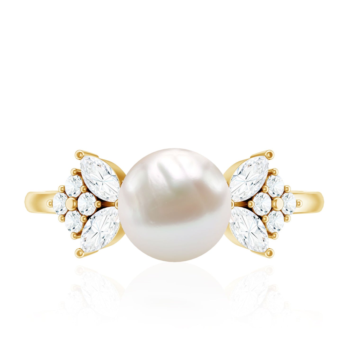 Nature Inspired 7.48 Carat Freshwater Pearl Engagement Ring with Diamond