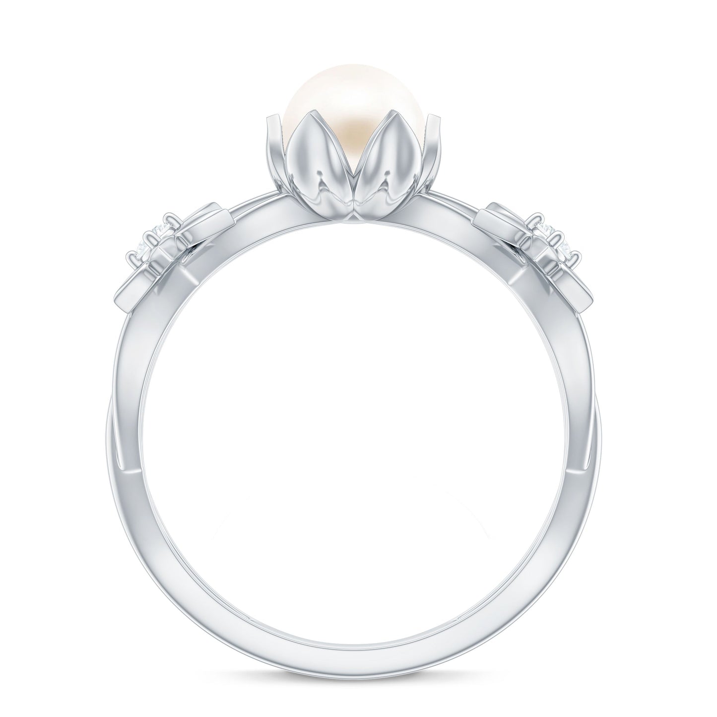 Real 7.48 Carat Freshwater Pearl Flower Engagement Ring with Diamond