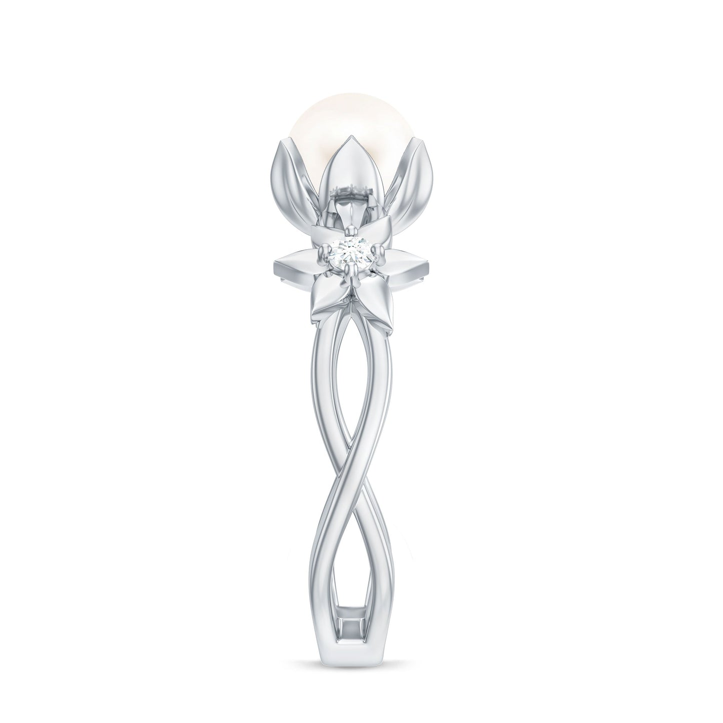 Real 7.48 Carat Freshwater Pearl Flower Engagement Ring with Diamond