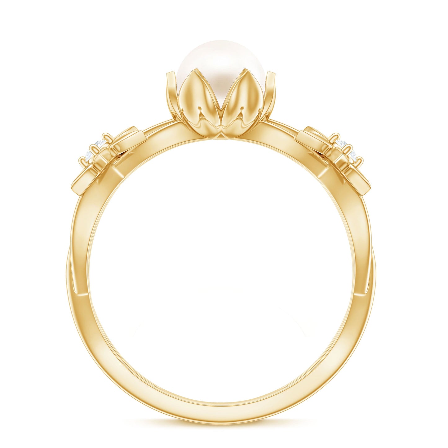 Real 7.48 Carat Freshwater Pearl Flower Engagement Ring with Diamond
