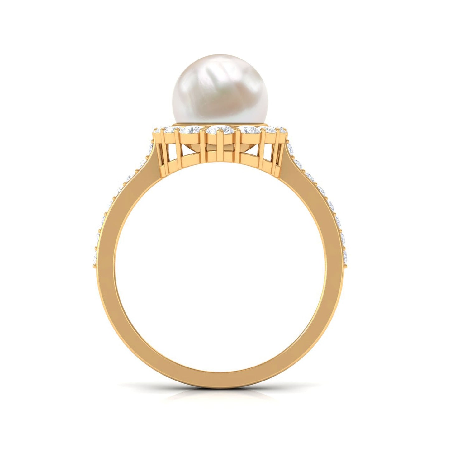 Cultured 7.48 Carat Freshwater Pearl Engagement Ring with Diamond Halo