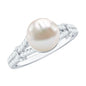 Real 7.48 Carat Freshwater Pearl Solitaire Engagement Ring with Diamond Split Shank