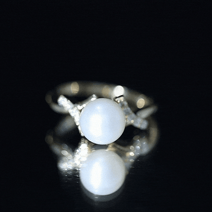 Pure Freshwater Pearl Solitaire Crossover Ring with Diamond