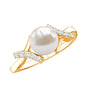 Pure Freshwater Pearl Solitaire Crossover Ring with Diamond