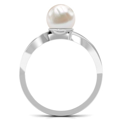 Solitaire Freshwater Pearl and Diamond Infinity Ring