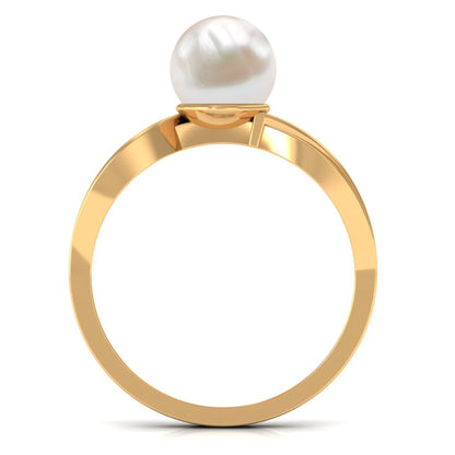 Solitaire Freshwater Pearl and Diamond Infinity Ring