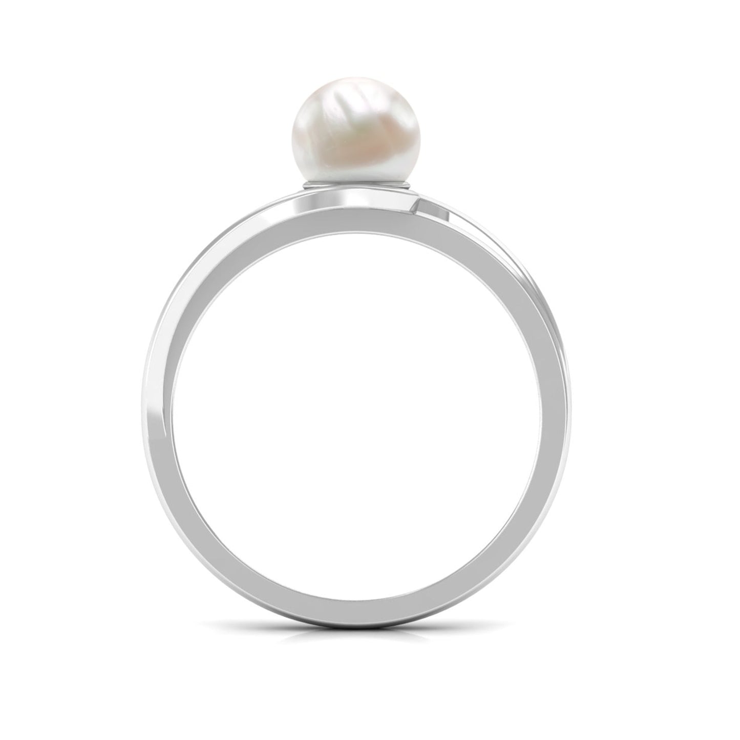 Cultured 7.4 Carat Freshwater Pearl Solitaire Engagement Ring with Bypass Shank