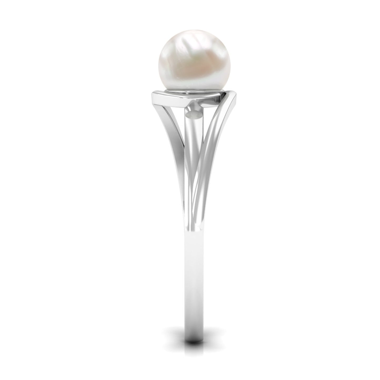 Cultured 7.4 Carat Freshwater Pearl Solitaire Engagement Ring with Bypass Shank