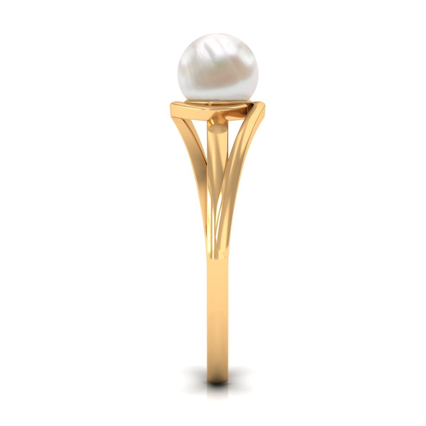 Cultured 7.4 Carat Freshwater Pearl Solitaire Engagement Ring with Bypass Shank