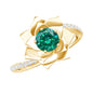 Certified Lab Grown Emerald Diamond Flower Engagement Ring with Bypass Shank