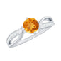 Natural Citrine Engagement Ring with Diamond Crossover Shank