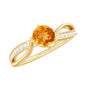 Natural Citrine Engagement Ring with Diamond Crossover Shank
