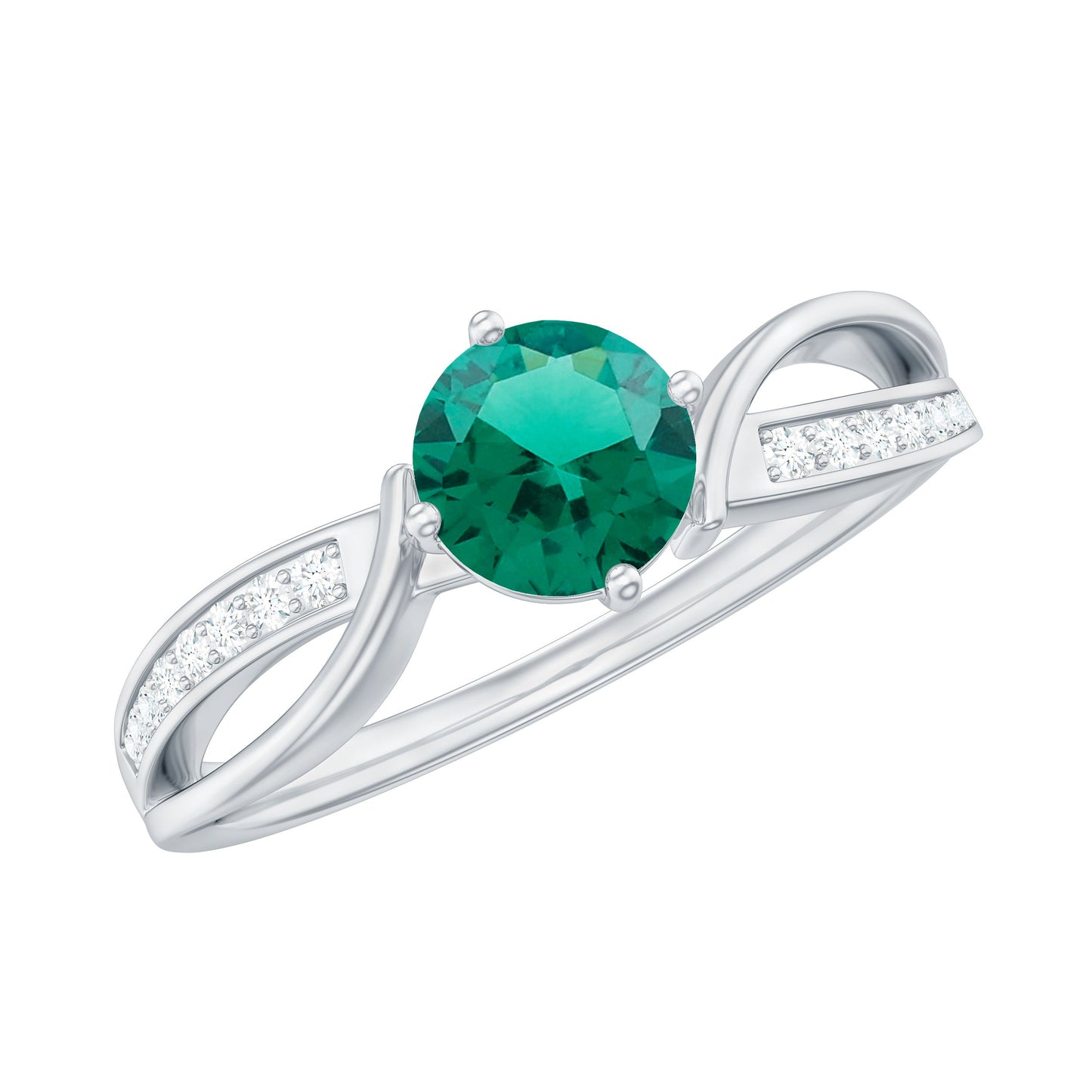 Certified Lab Grown Emerald Diamond Engagement Ring with Infinity Shank