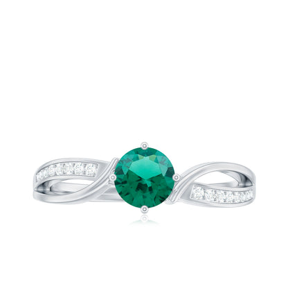 Certified Lab Grown Emerald Diamond Engagement Ring with Infinity Shank
