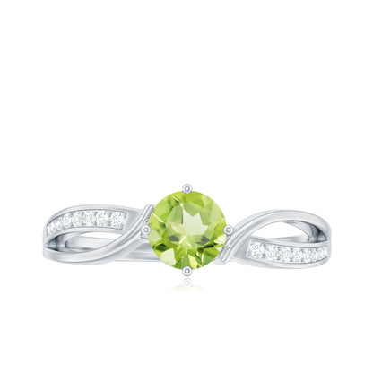 Real 0.5 Carat Peridot Infinity Promise Ring with Diamond