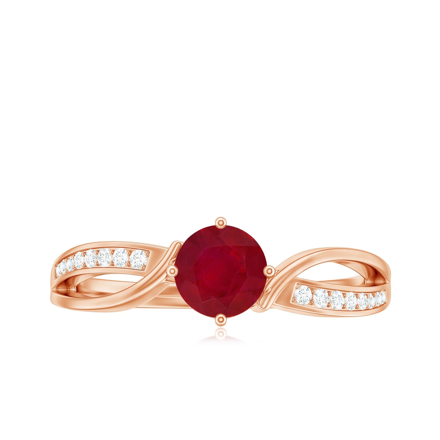 Natural 0.6 Carat Ruby Infinity Promise Ring with Diamond