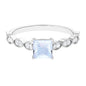 0.5 Carat Princess Cut Moonstone Solitaire Ring with Diamond Side Stones