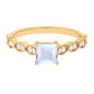 0.5 Carat Princess Cut Moonstone Solitaire Ring with Diamond Side Stones