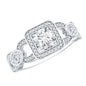 Vintage Inspired Moissanite Halo Engagement Ring with Certificate