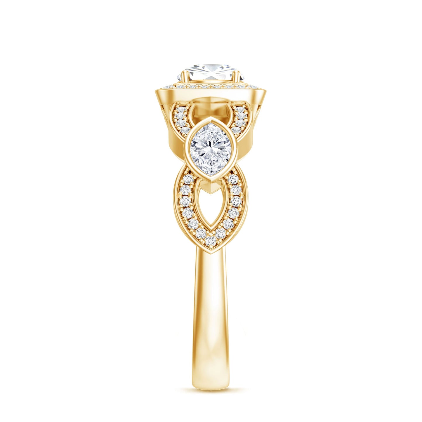 Vintage Inspired Moissanite Halo Engagement Ring with Certificate