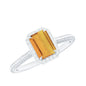 Natural Citrine Emerald Cut Engagement Ring with Diamond Halo