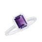 Natural 1.4 Carat Amethyst Emerald Cut Engagement Ring with Diamond Halo