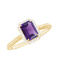 Natural 1.4 Carat Amethyst Emerald Cut Engagement Ring with Diamond Halo