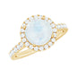 0.8 Carat Round Moonstone Halo Engagement Ring with Diamond