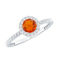 Round Shape Fire Opal Halo Engagement Ring with Diamond