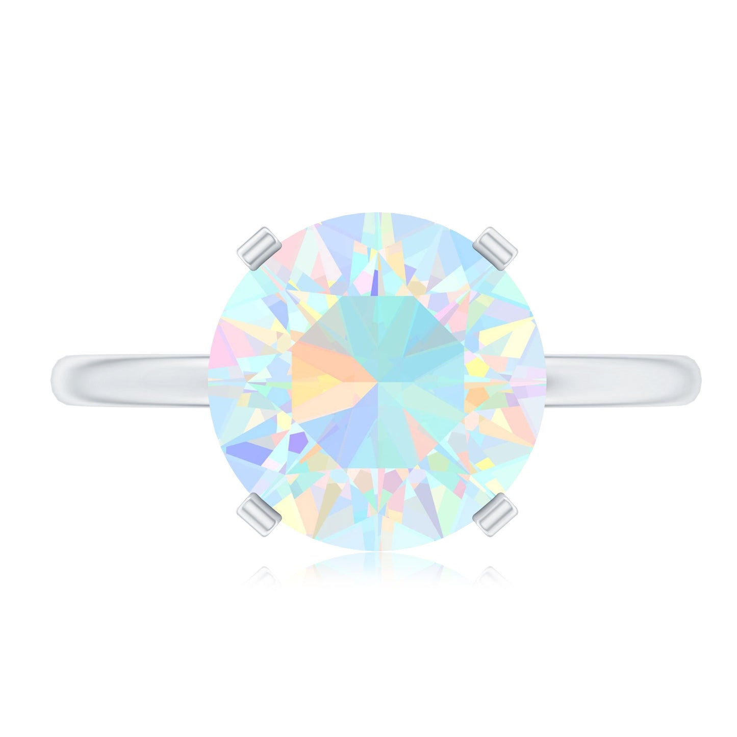 Classic 2 Carat Solitaire Ethiopian Opal October Birthstone Engagement Ring