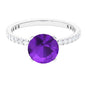 Real 1.2 Carat Amethyst Engagement Ring with Diamond for Women