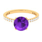 Real 1.2 Carat Amethyst Engagement Ring with Diamond for Women