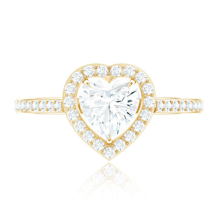 Certified Moissanite Heart Engagement Ring with Halo