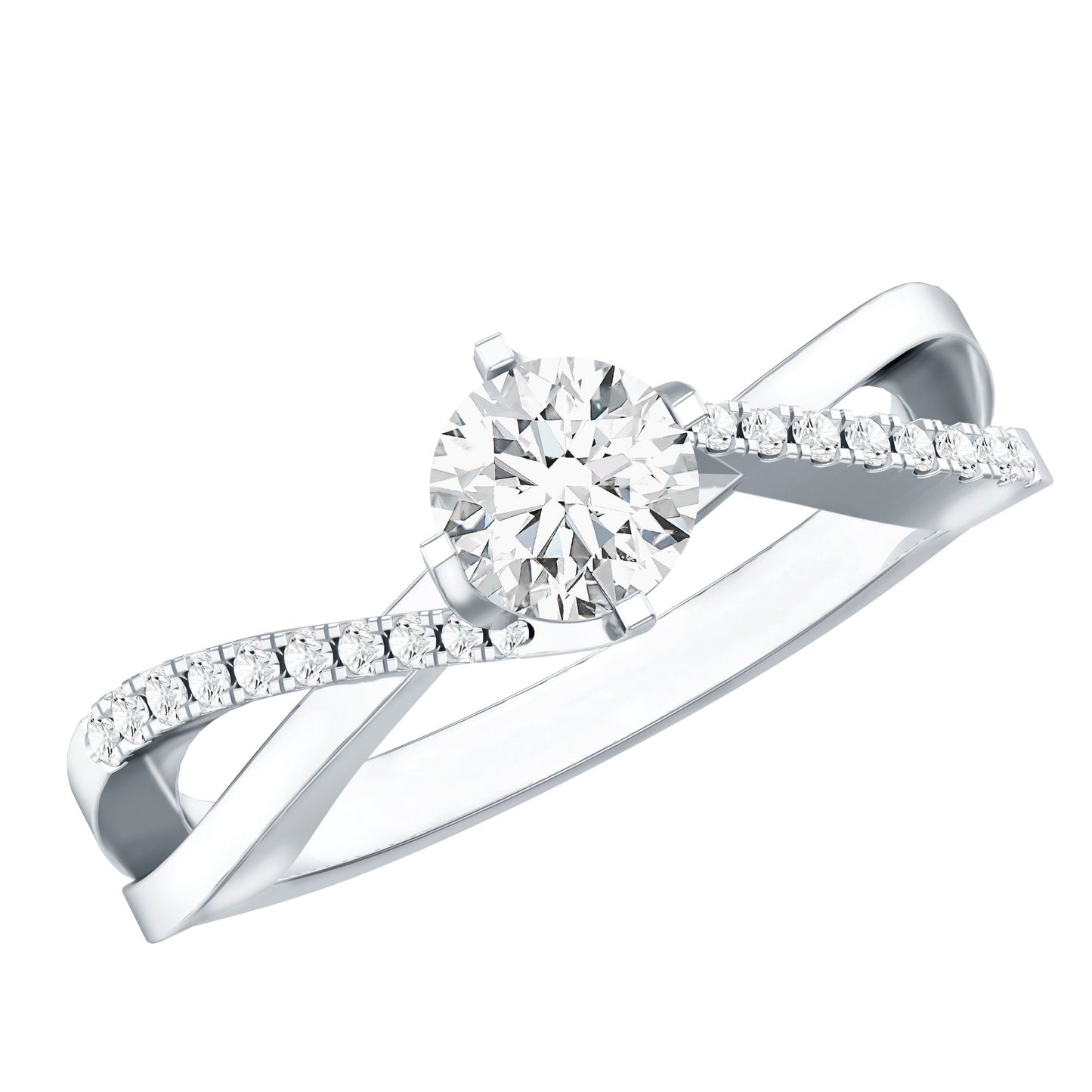 Round Cut Moissanite Infinity Engagement Ring for Her